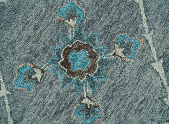 Oushak Design Gray, Blue And Brown Hand Tufted Custom Made wool rug - The Rug Decor