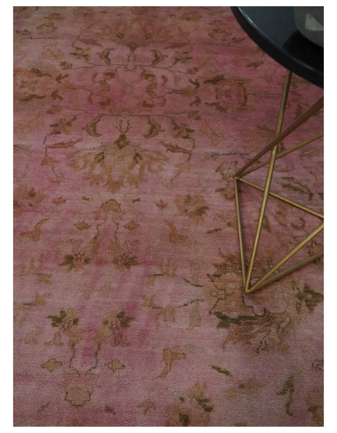 Overdyed 8x11 Hand Knotted Pink and Brown Traditional Oushak Wool Rug - The Rug Decor