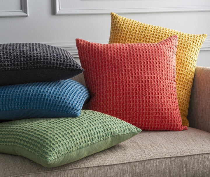 Peach Modern Textured Cotton Square Throw Pillow - The Rug Decor