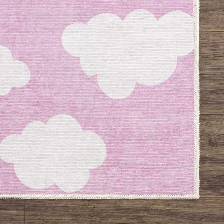 Pink and Ivory Cloud printed Washable Kids Rug, Perfect for kids room - The Rug Decor