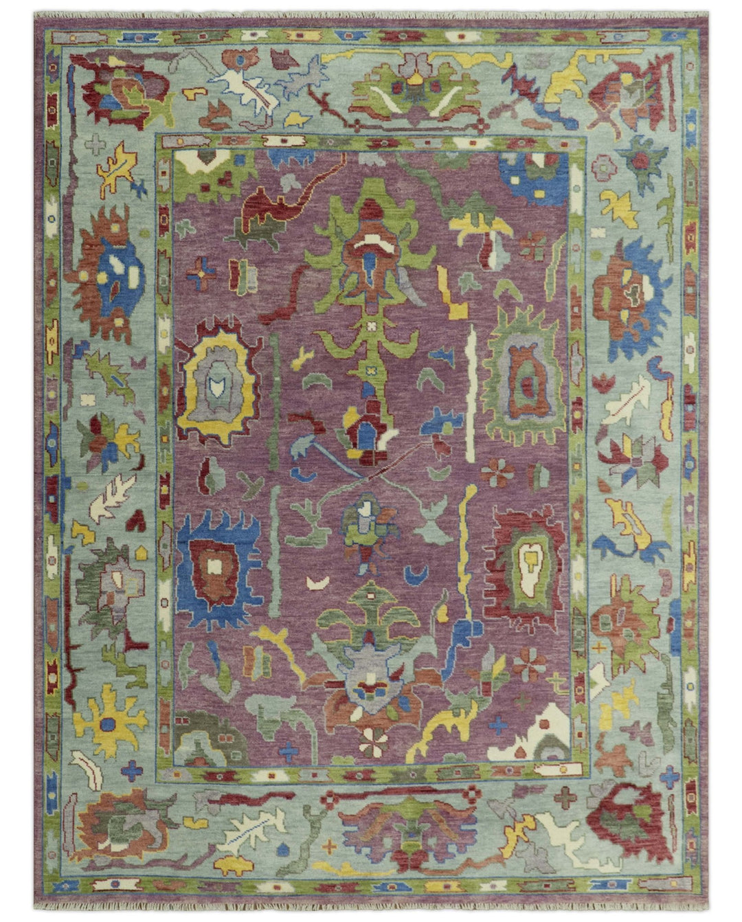 Pink Oushak Rug Wool Blue Colorful Hand knotted Traditional Oushak Custom Made wool Area Rug - The Rug Decor