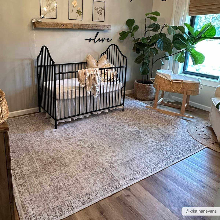 Premium Antique style Ivory, Beige and Brown Traditional Medallion Washable Area Rug - The Rug Decor