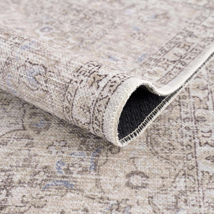 Premium Antique style Ivory, Beige and Brown Traditional Medallion Washable Area Rug - The Rug Decor