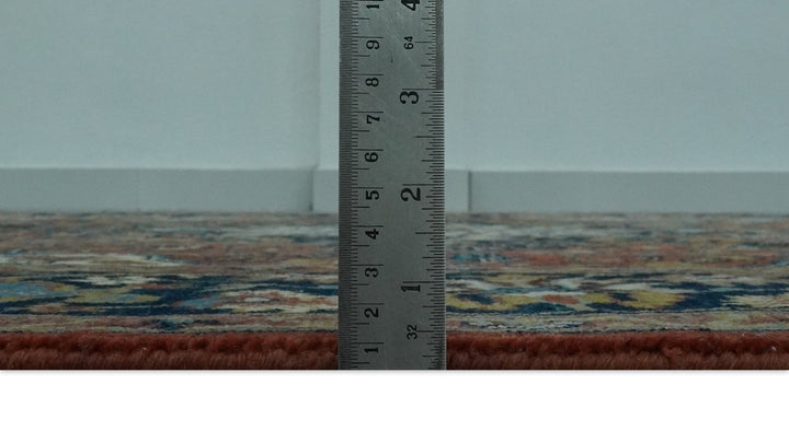 Premium Fine Had Knotted Floral Rust, Ivory and Blue Traditional Heriz 8x10 wool area rug - The Rug Decor