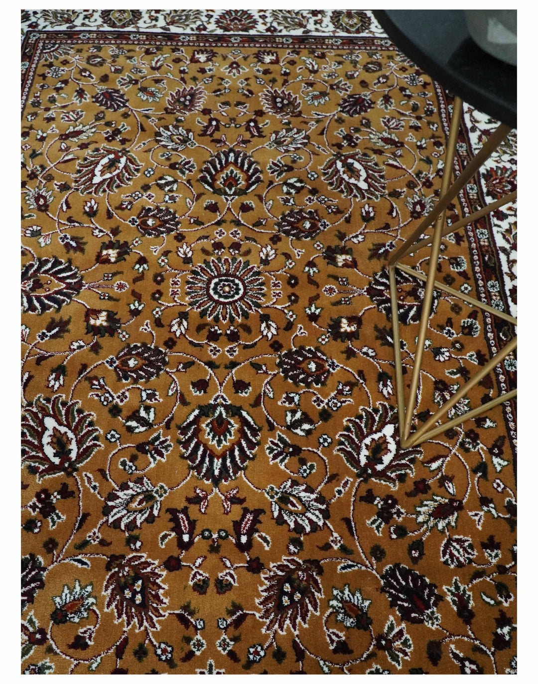 Premium Look 5x7 Rust, Ivory and Brown Traditional Floral Area Rug - The Rug Decor