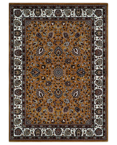 Premium Look 5x7 Rust, Ivory and Brown Traditional Floral Area Rug - The Rug Decor