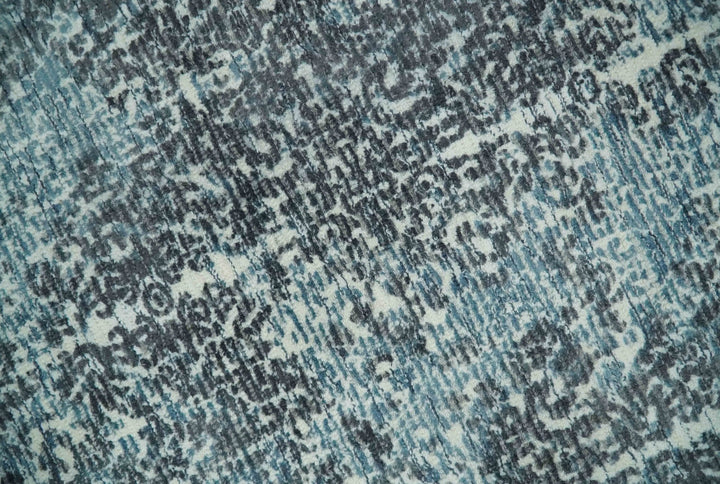 Premium look antique Design Teal, Charcoal and Ivory 5x8 Hand loom wool and Viscose Area Rug - The Rug Decor
