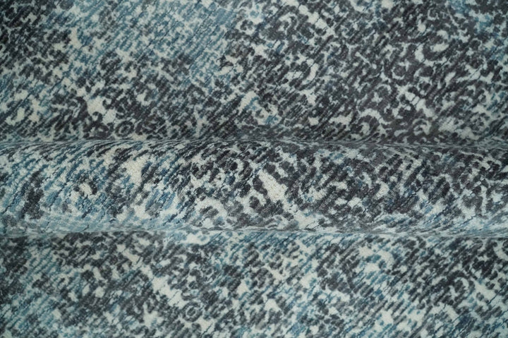 Premium look antique Design Teal, Charcoal and Ivory 5x8 Hand loom wool and Viscose Area Rug - The Rug Decor