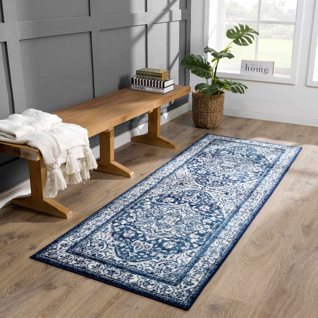 Premium look Blue and ivory Traditional Medallion Area Rug - The Rug Decor