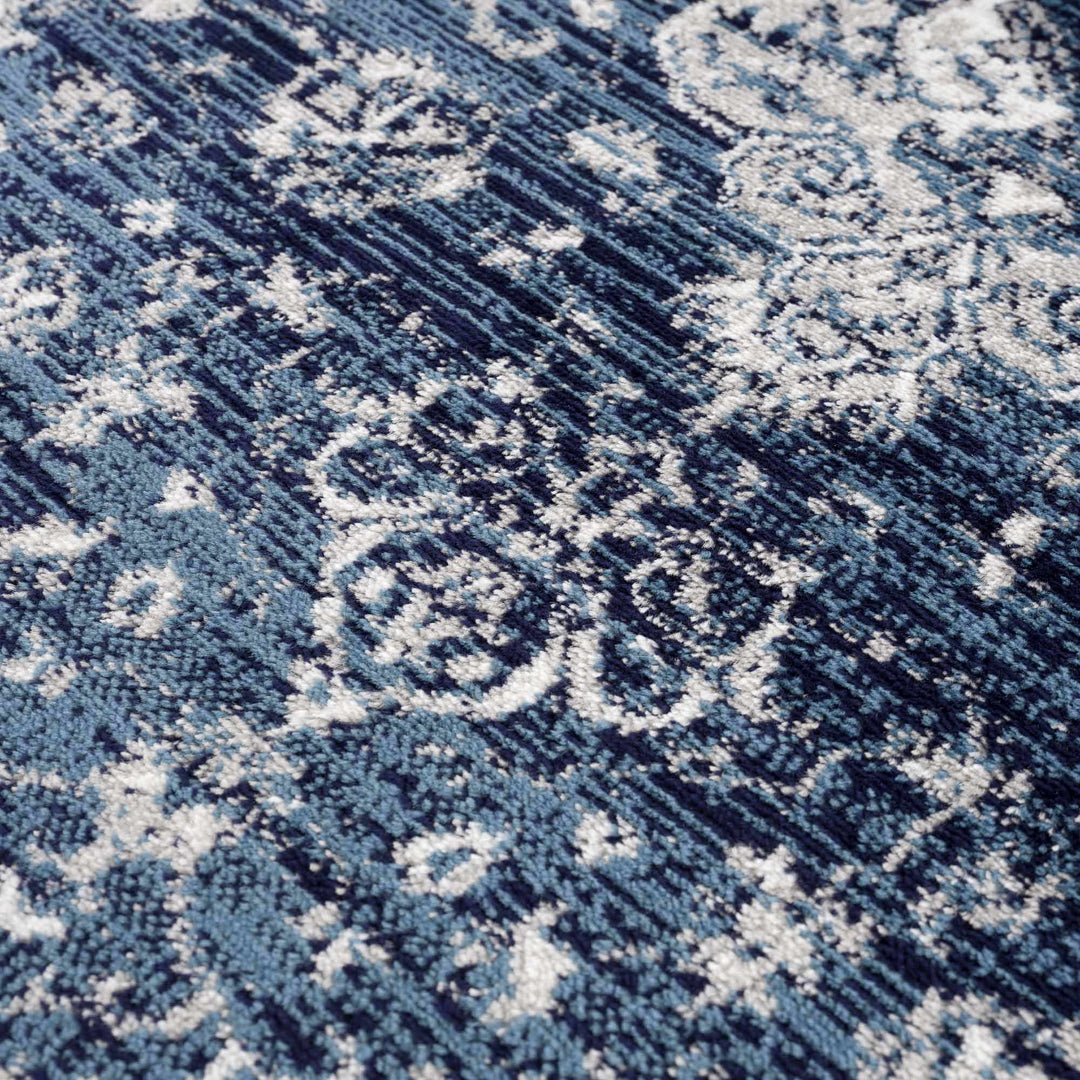 Premium look Blue and ivory Traditional Medallion Area Rug - The Rug Decor