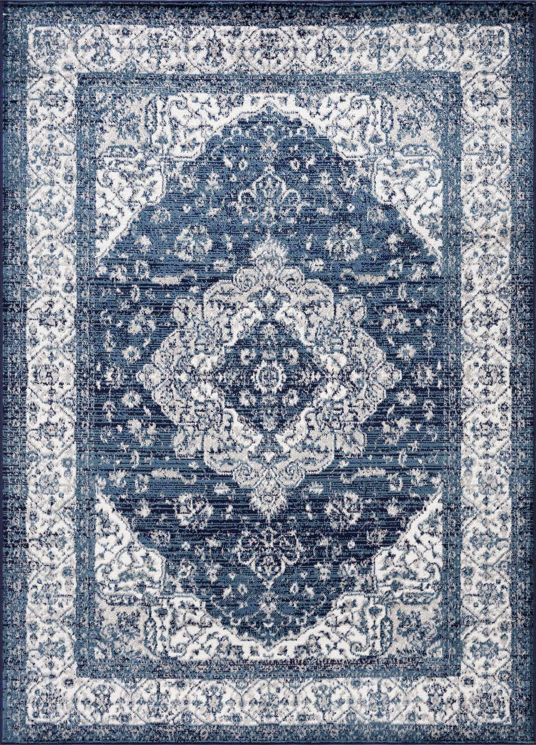 Premium look Blue and ivory Traditional Medallion Area Rug - The Rug Decor