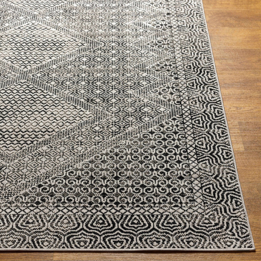 Premium look Silver and Black Geometrical washable Area Rug - The Rug Decor