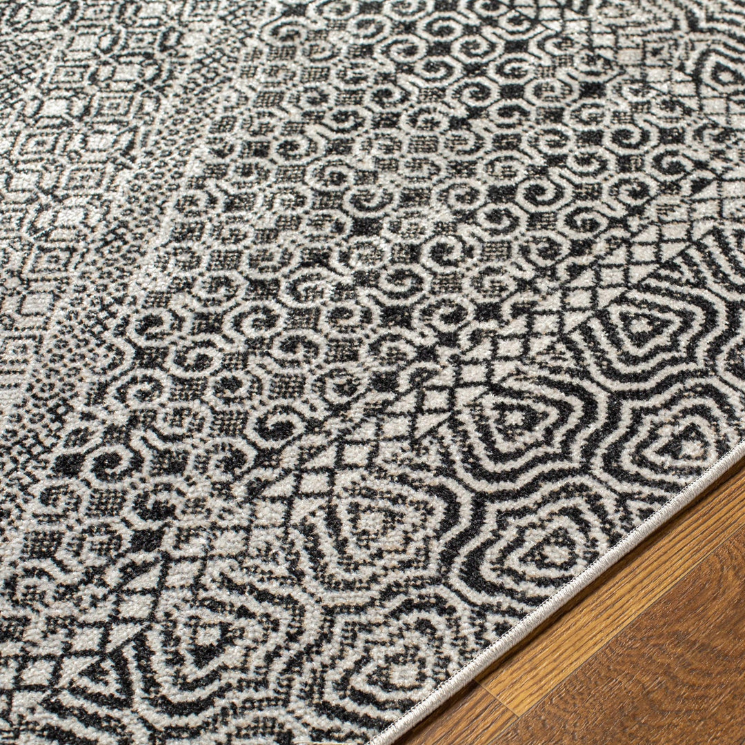Premium look Silver and Black Geometrical washable Area Rug - The Rug Decor