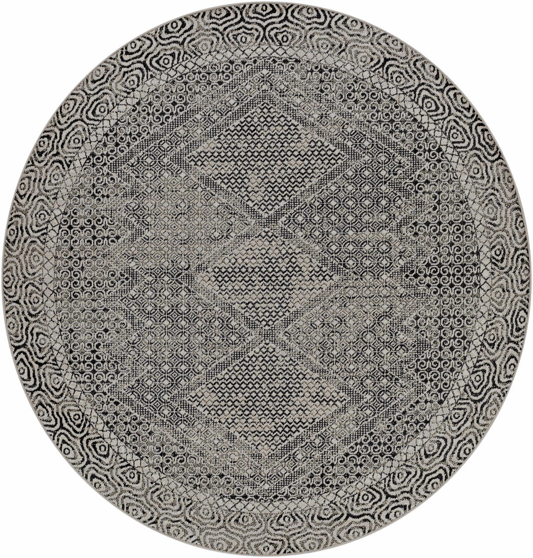 Premium look Silver and Black Geometrical washable Area Rug - The Rug Decor