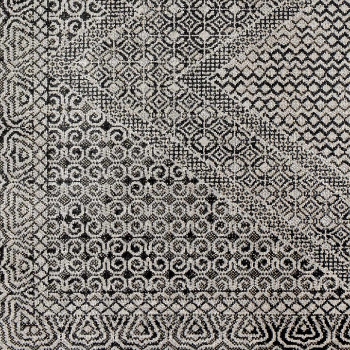 Premium look Silver and Black Geometrical washable Area Rug - The Rug Decor