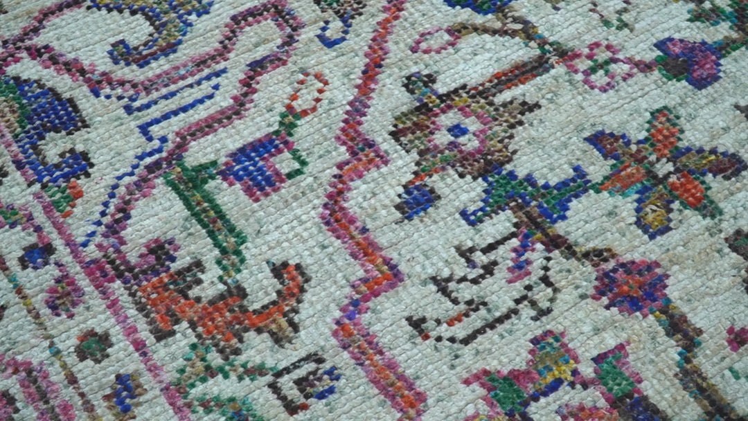 Colorful Traditional Serapi Design Ivory And Beige Hand Knotted 8x10 Wool Area Rug