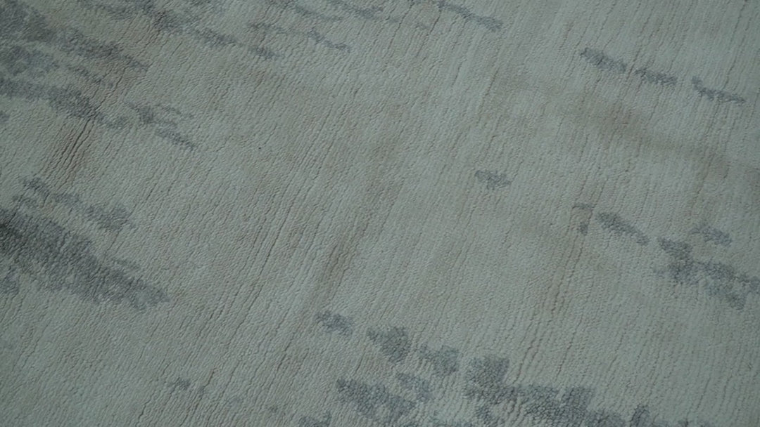 Gray And Silver Modern Abstract Design Hand Knotted Bamboo Silk Area Rug