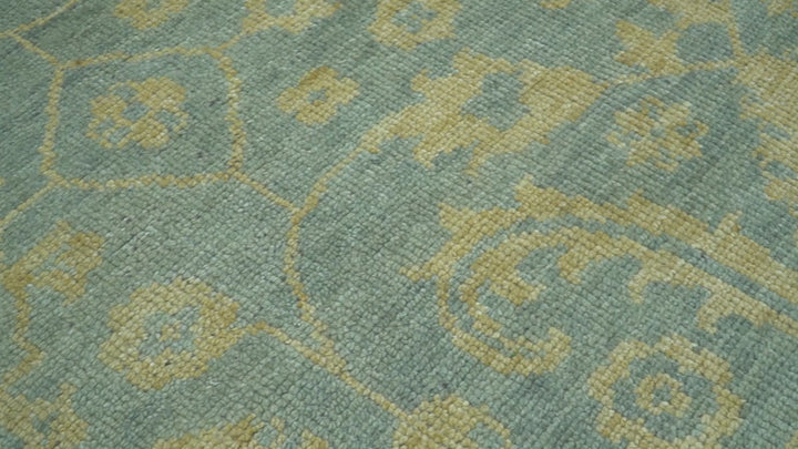 Custom Made Blue And Beige Traditional Floral Hand Knotted Wool Rug