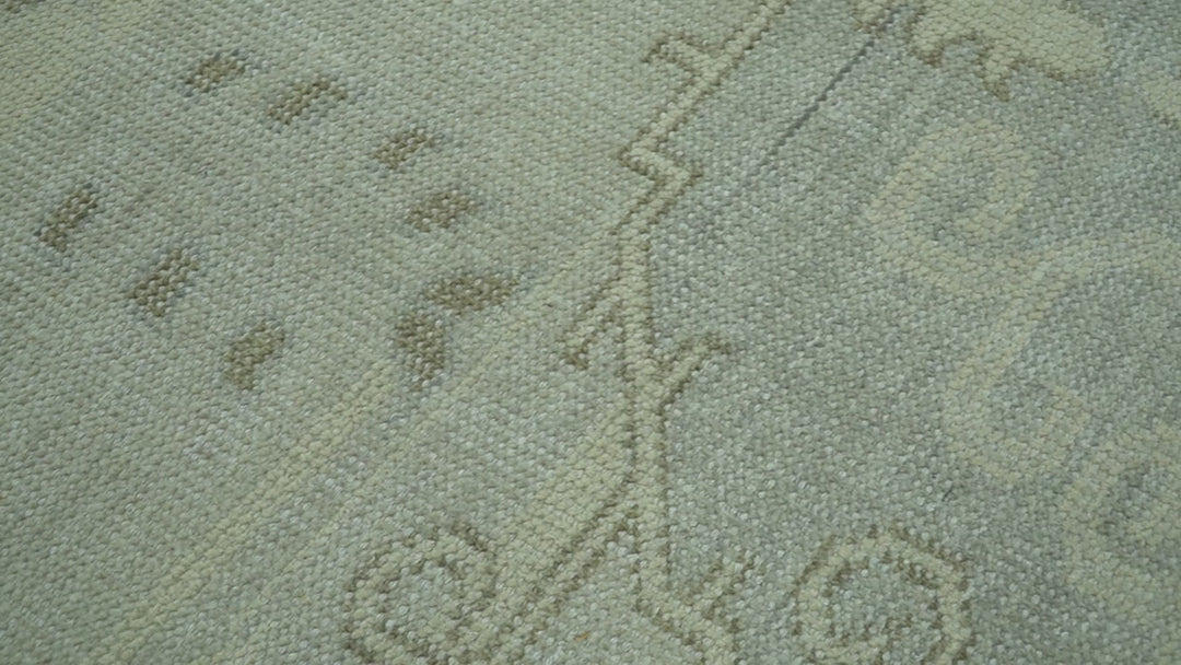 Custom Made Beige And Blue Traditional Turkish Design Hand knotted Wool Rug