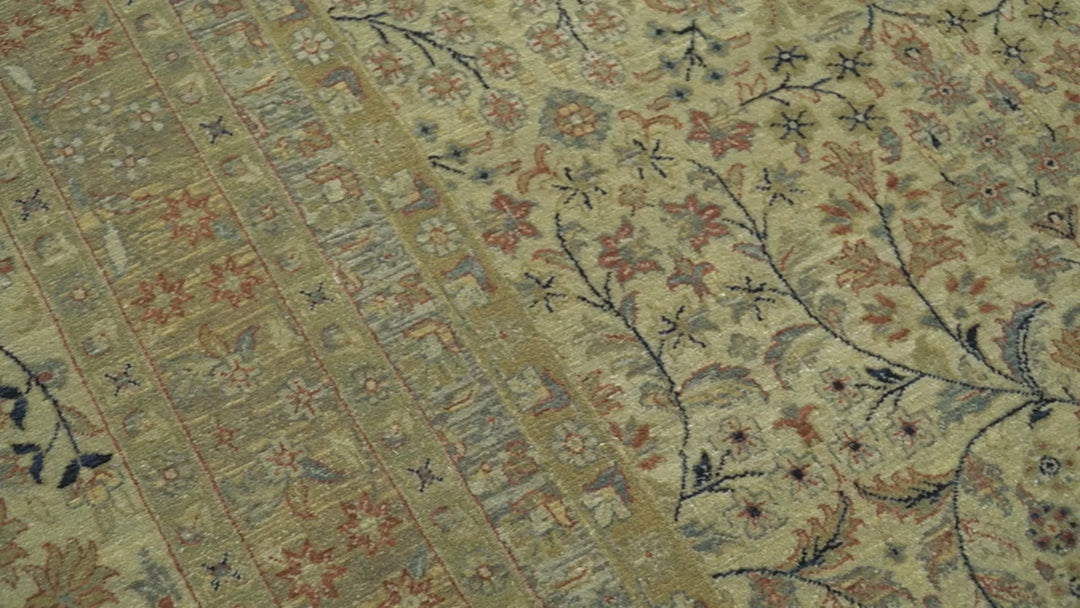 Heriz Traditional Design Beige And Blue 5.6x8 Hand Knotted Wool Area Rug