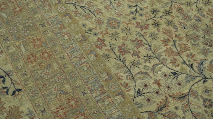 Heriz Traditional Design Beige And Blue 5.6x8 Hand Knotted Wool Area Rug