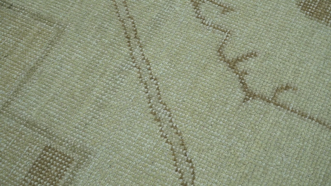 Beige and Olive 8x10 Hand Knotted Traditional Low Pile wool area rug