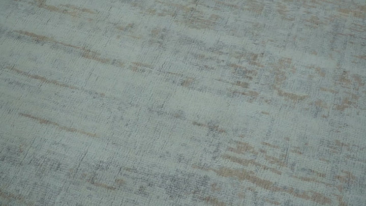 Modern Abstract Design Gray And Blue 8x10 Hand Knotted Bamboo Silk Area Rug