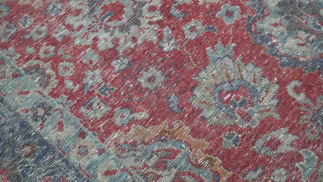 Custom Made Traditional Oriental Design Red And Blue Hand Knotted Wool Area Rug