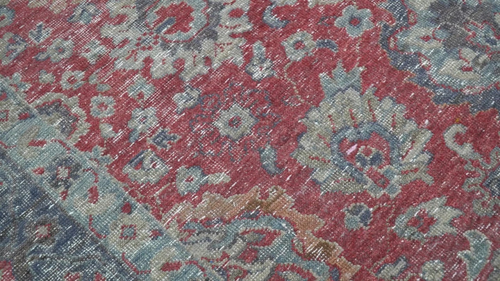 Custom Made Traditional Oriental Design Red And Blue Hand Knotted Wool Area Rug