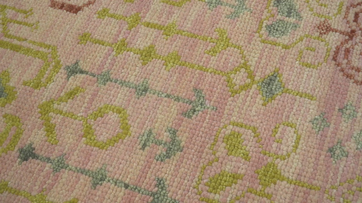 Custom Made Pink And Rust Traditional Design Hand Knotted wool rug