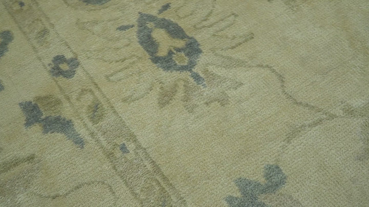 Traditional Oushak Design Beige And Gray Hand Knotted 9x12 Wool Area Rug