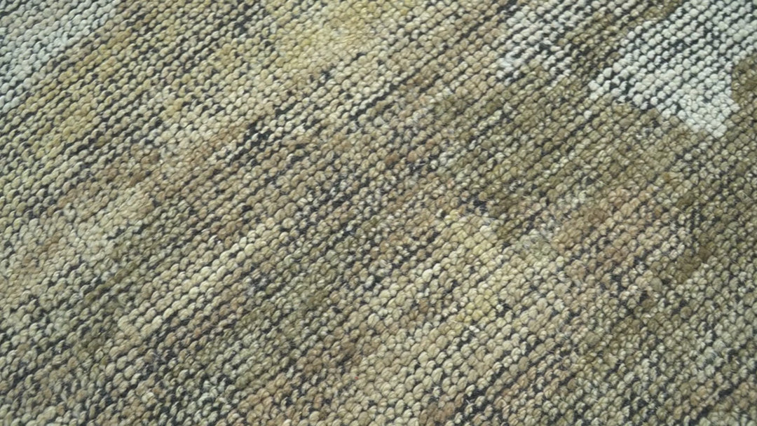 Brown And Silver Abstract Design Hand Knotted Custom Made wool rug