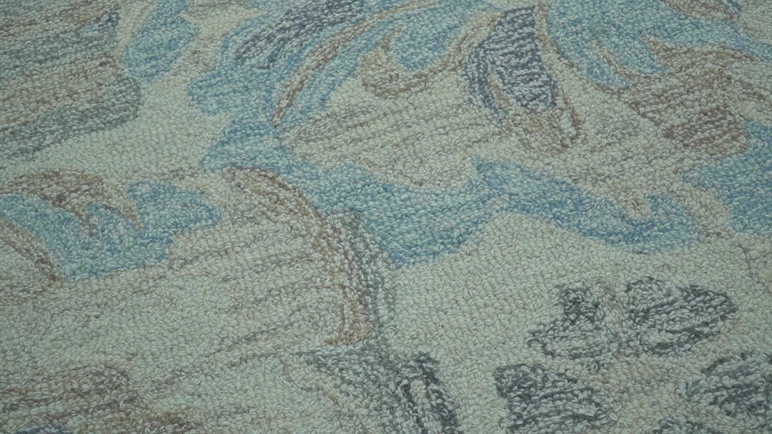 Custom Made Beige And Brown Traditional Floral Pattern Hand Tufted Wool Area Rug