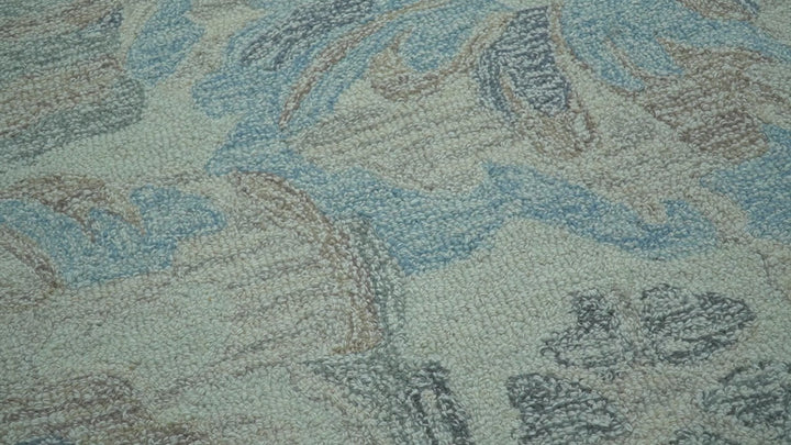 Custom Made Beige And Brown Traditional Floral Pattern Hand Tufted Wool Area Rug