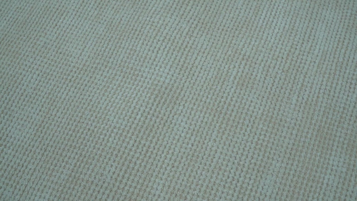 Modern Solid Design Ivory 5x8 Hand Woven Wool Area Rug