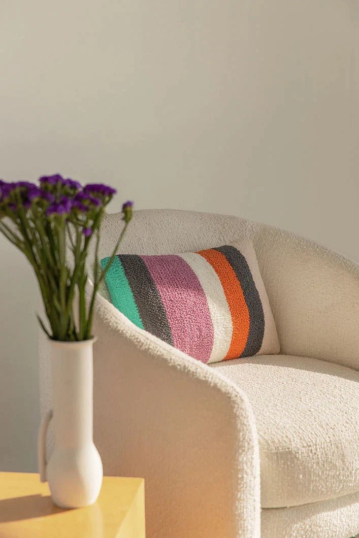Purple And Colorful Striped Mini Pillow - The Rug Decor