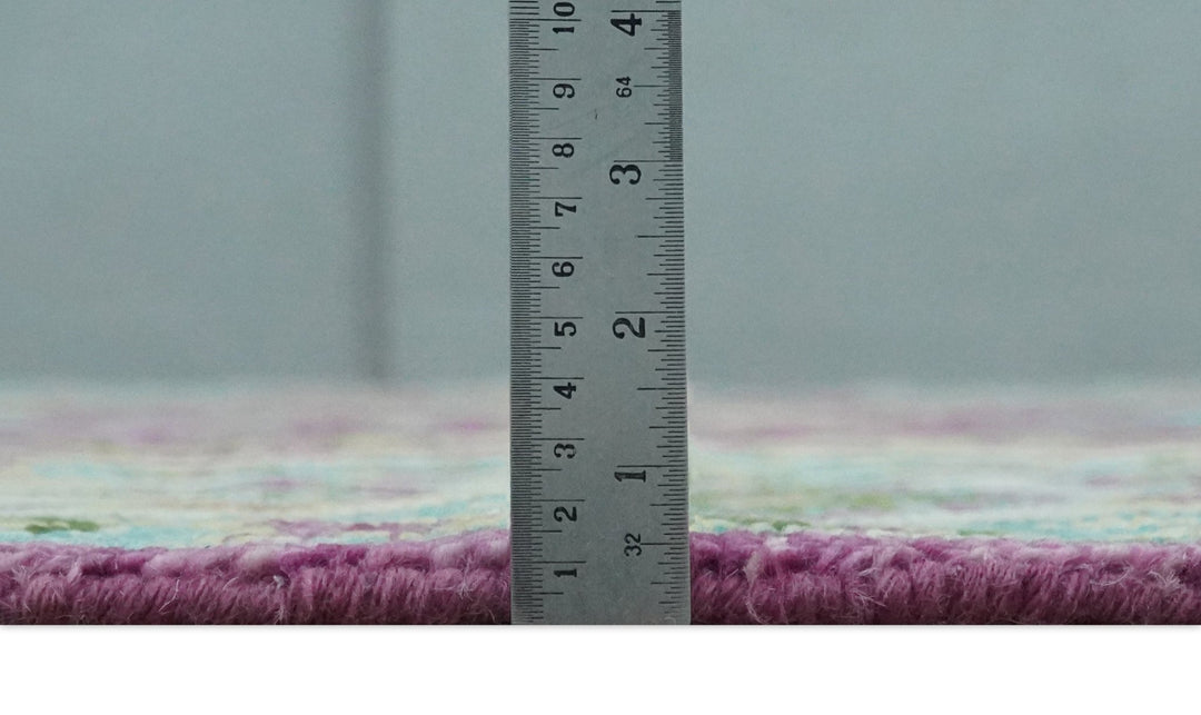 Purple, Ivory, Green and Aqua Hand Knotted Traditional Oushak 9x12 wool Area Rug - The Rug Decor