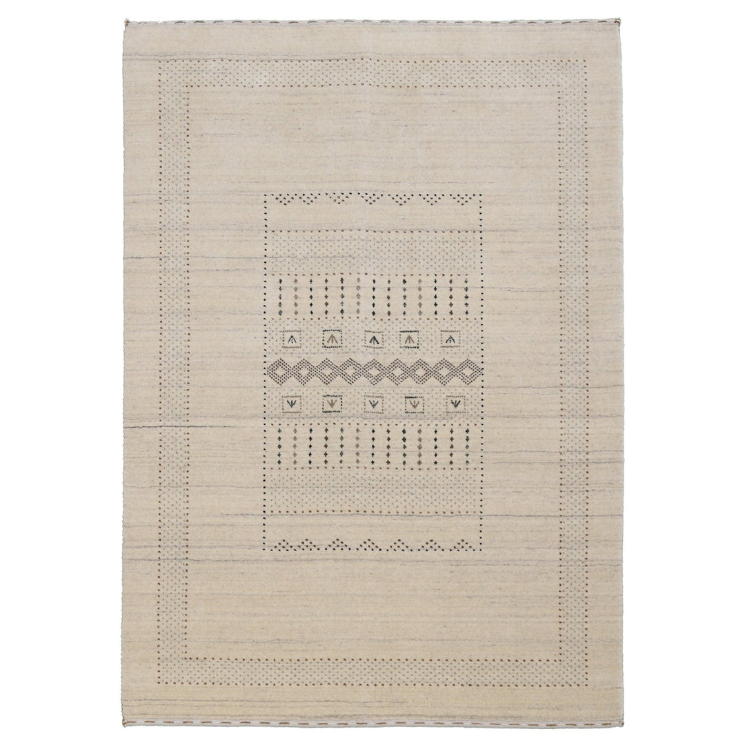 Ready to Ship Beige Gabbeh Design Hand Loomed Wool Area Rug - The Rug Decor