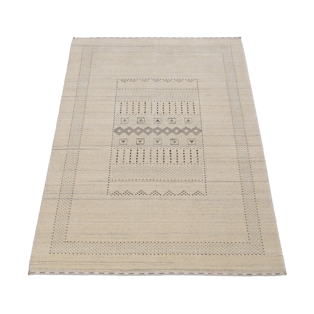 Ready to Ship Beige Gabbeh Design Hand Loomed Wool Area Rug - The Rug Decor
