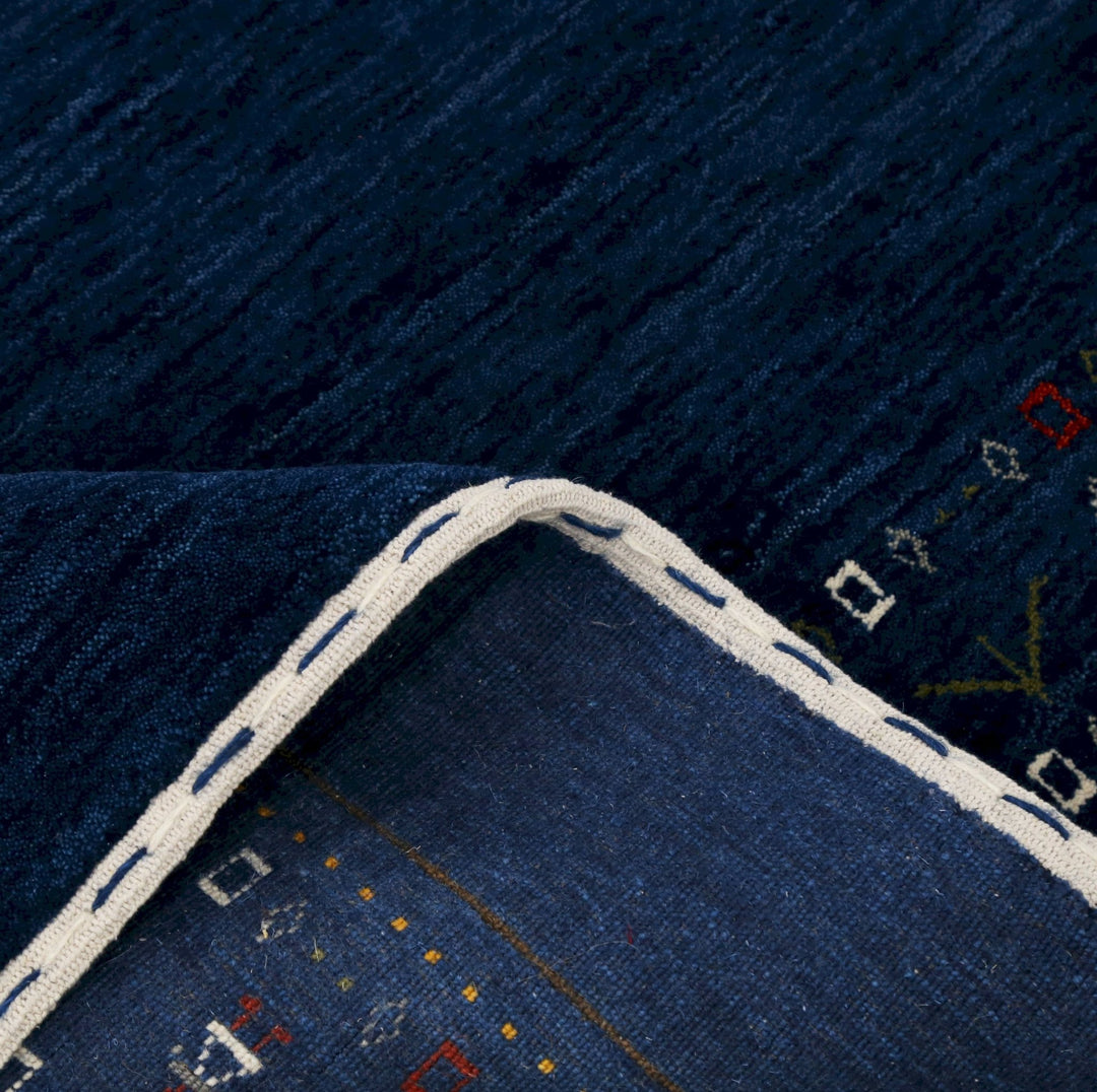 Ready to Ship Contemporary Blue Design Hand Loomed Wool Area Rug - The Rug Decor