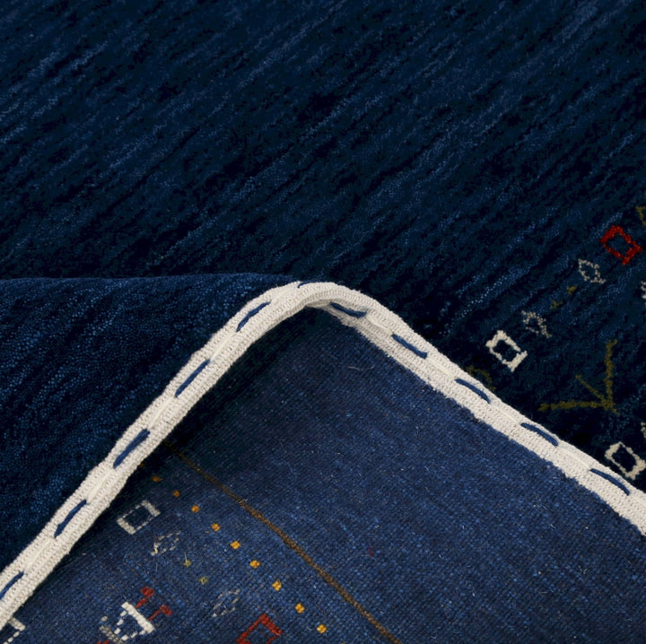 Ready to Ship Contemporary Blue Design Hand Loomed Wool Area Rug - The Rug Decor