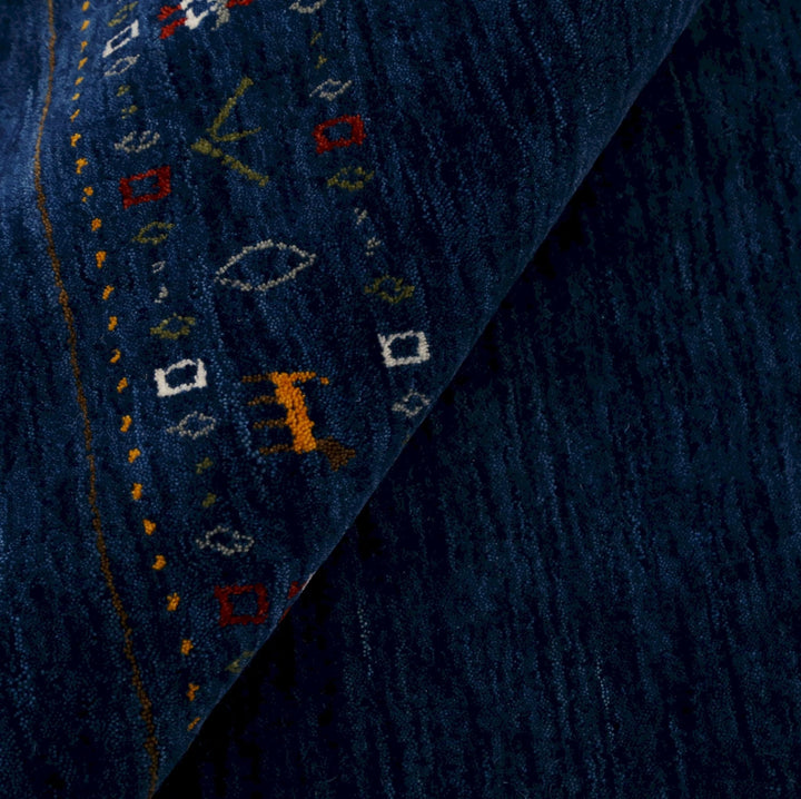Ready to Ship Contemporary Blue Design Hand Loomed Wool Area Rug - The Rug Decor