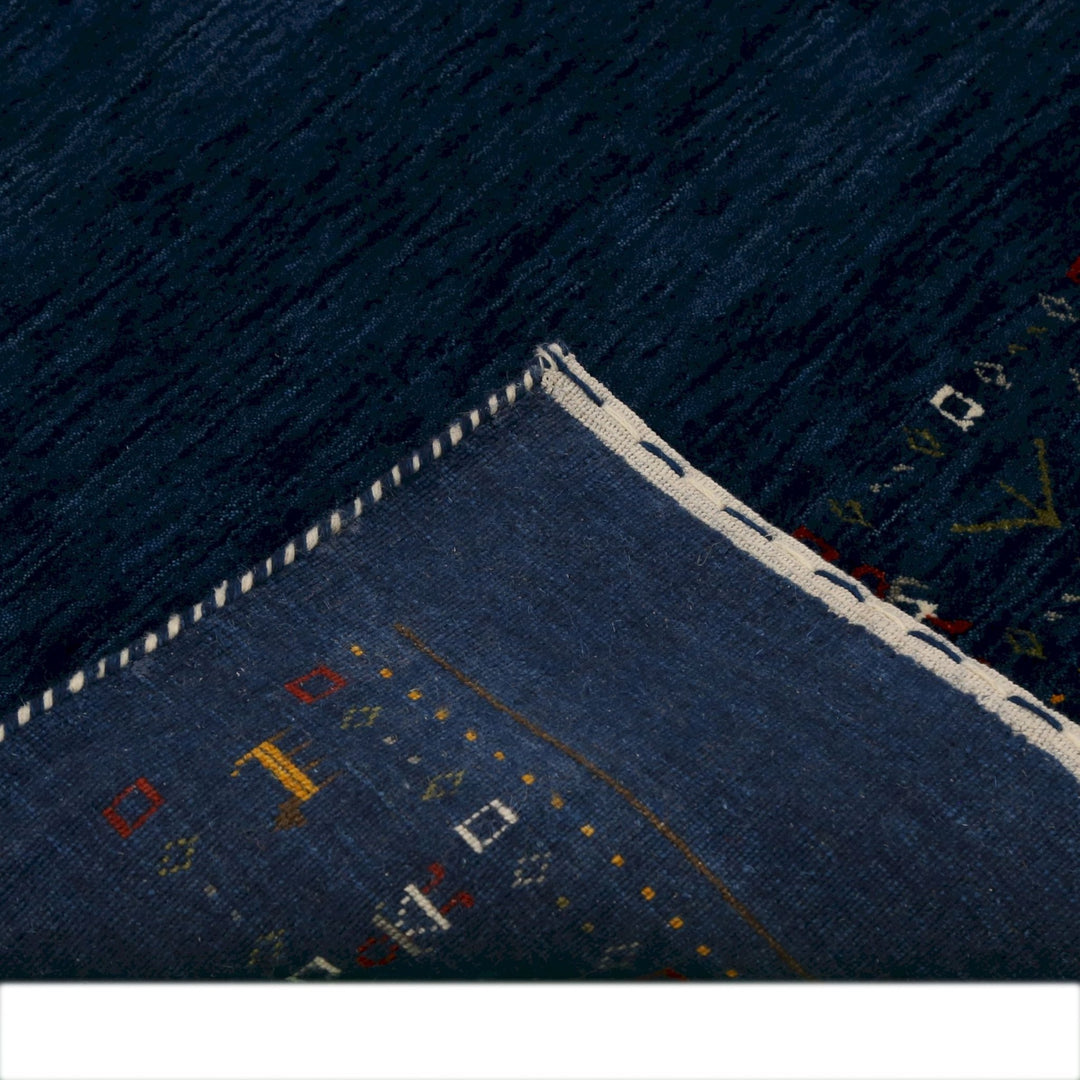 Ready to Ship Contemporary Blue Design Hand Loomed Wool Area Rug - The Rug Decor