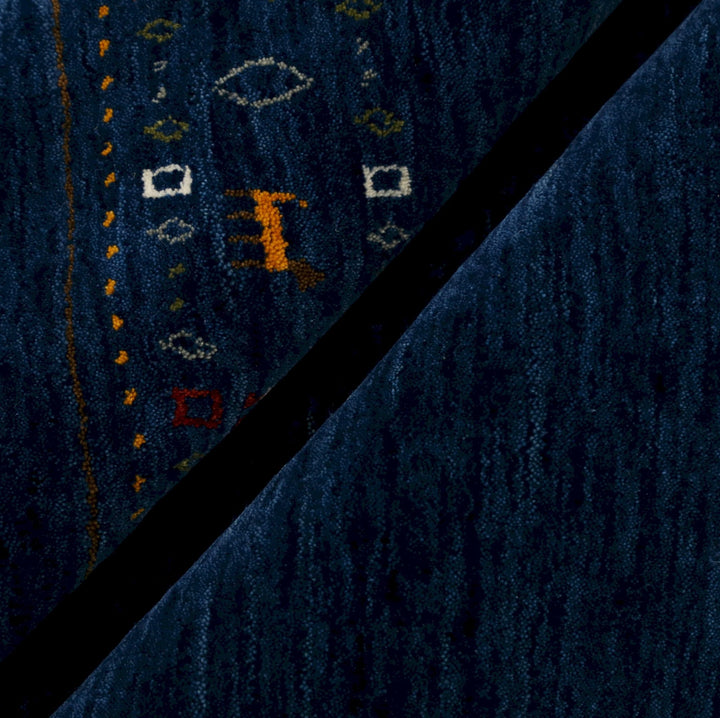 Ready to Ship Contemporary Blue Design Hand Loomed Wool Area Rug - The Rug Decor