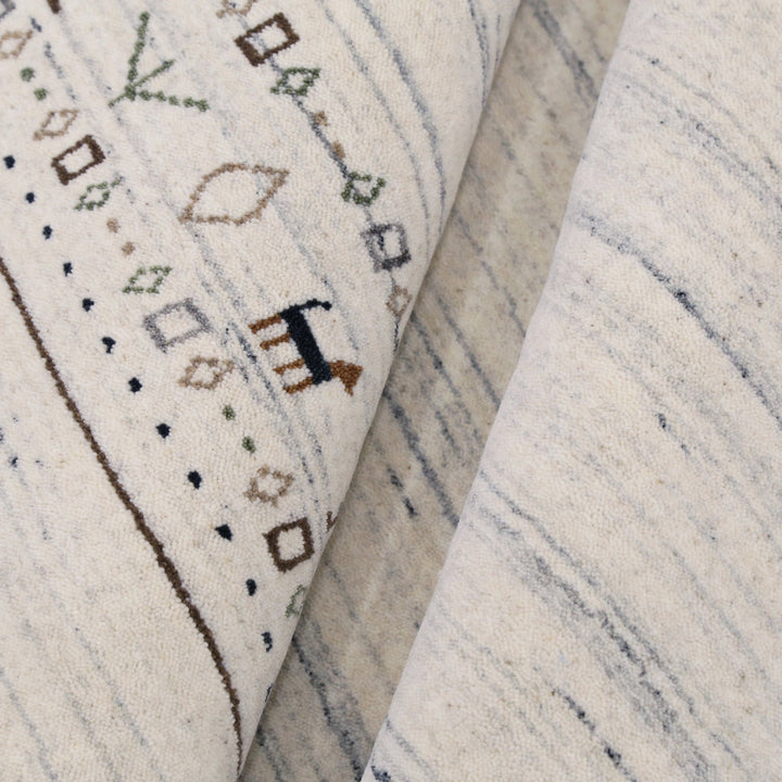 Ready to Ship Contemporary Ivory Design Hand Loomed Wool Rug - The Rug Decor