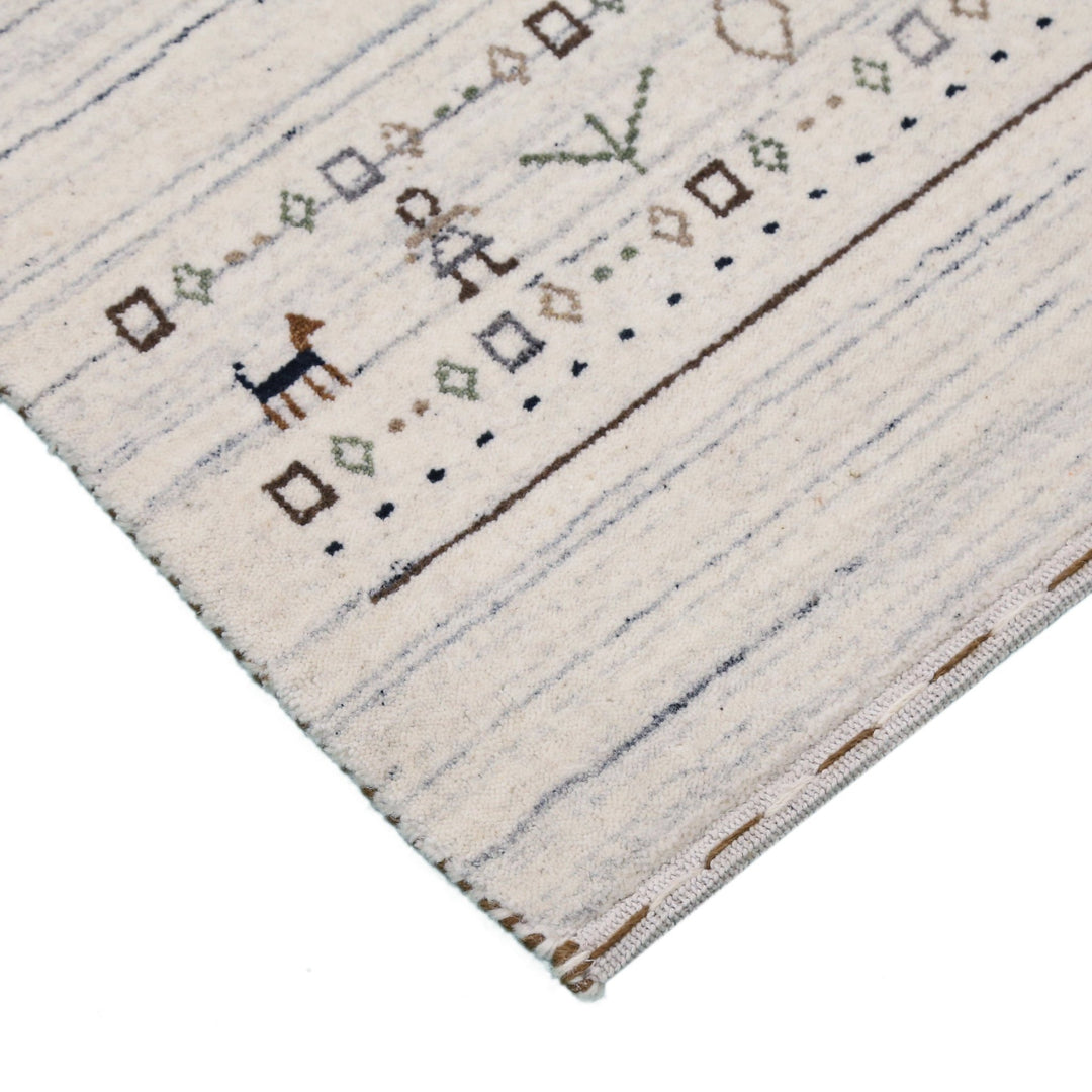 Ready to Ship Contemporary Ivory Design Hand Loomed Wool Rug - The Rug Decor