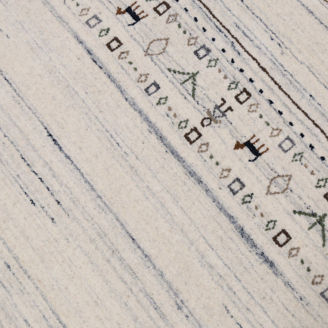 Ready to Ship Contemporary Ivory Design Hand Loomed Wool Rug - The Rug Decor
