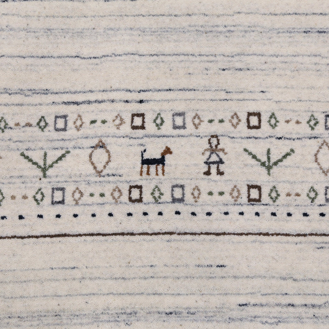 Ready to Ship Contemporary Ivory Design Hand Loomed Wool Rug - The Rug Decor