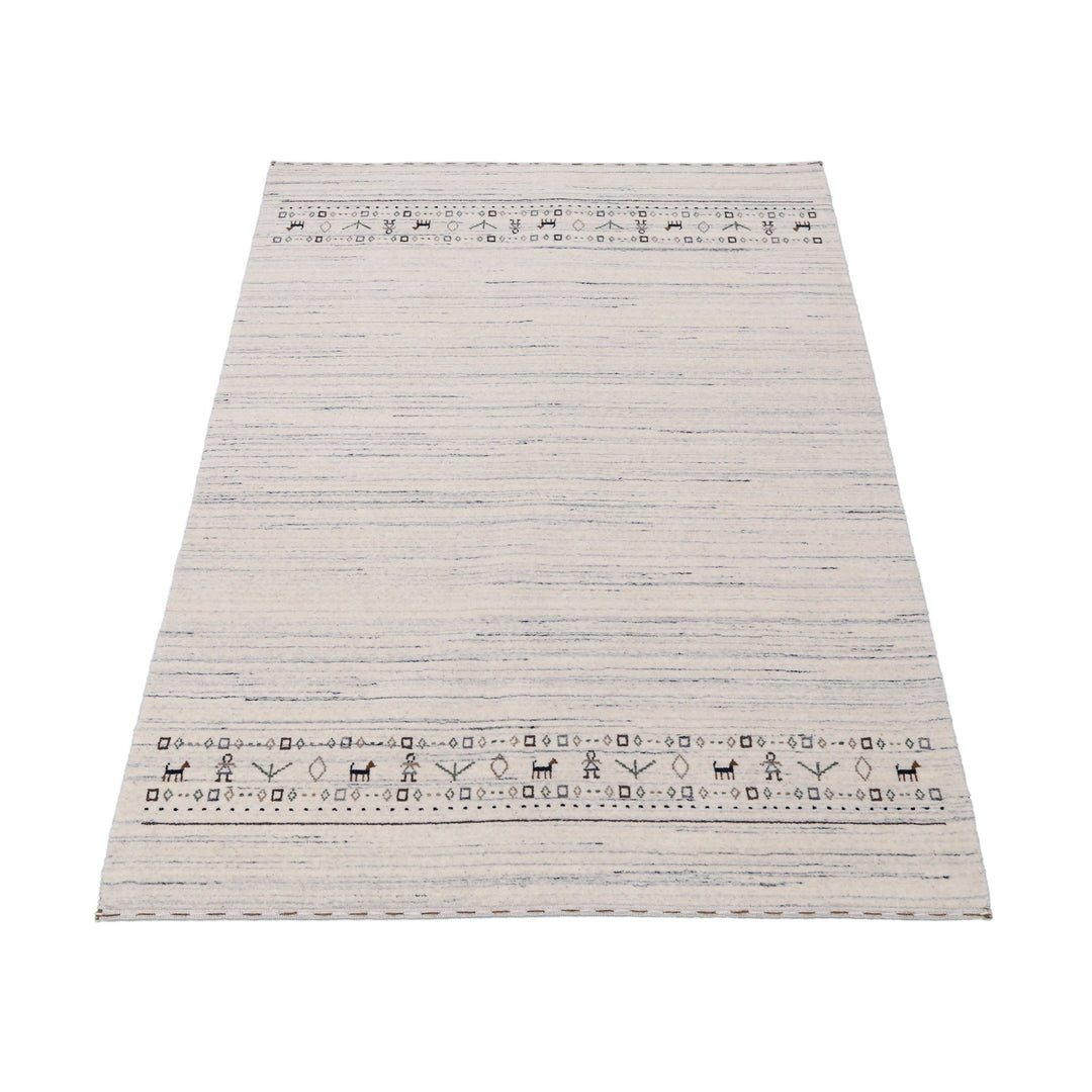 Ready to Ship Contemporary Ivory Design Hand Loomed Wool Rug - The Rug Decor