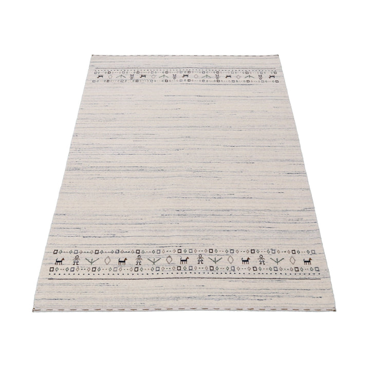 Ready to Ship Contemporary Ivory Design Hand Loomed Wool Rug - The Rug Decor